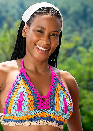 Samantha Cruuz Untying Her Crocheted Bikini Top To Bare Her Gorgeous Breasts To The Sun's Kiss