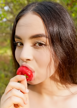 Eveline Angel Strips Off For A Lonely Picnic, Teasing Her Big Boobs And Shaved Pussy